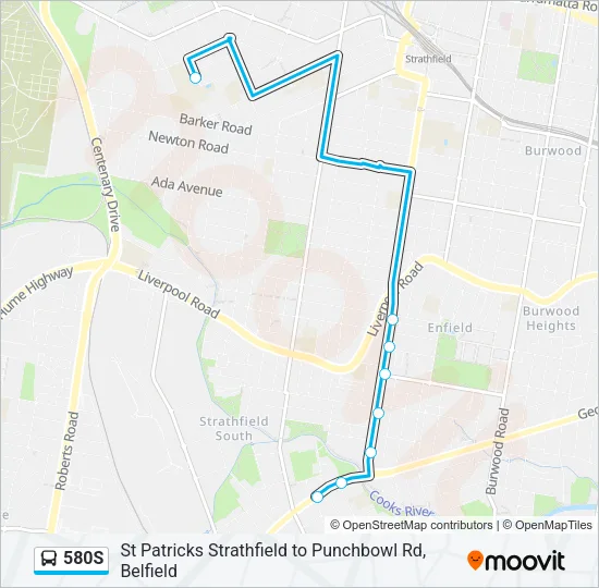 580S Bus Line Map
