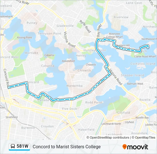 581W Bus Line Map