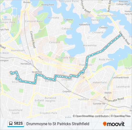 Mapa de 582S de autobús