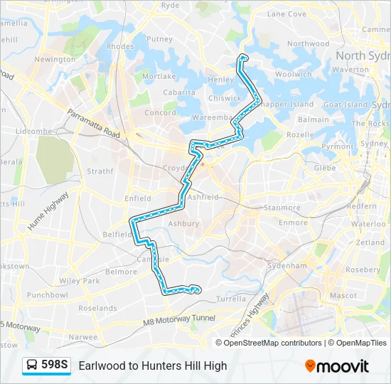 598S Bus Line Map