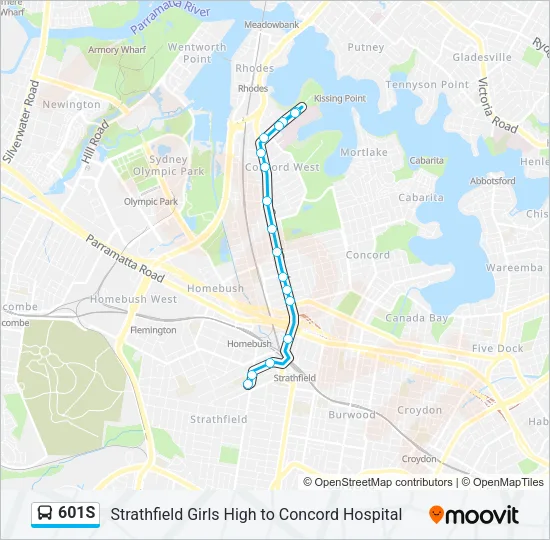 601S Bus Line Map