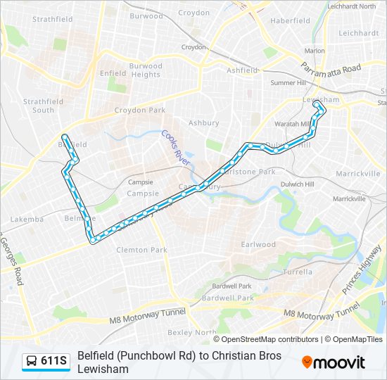 Mapa de 611S de autobús