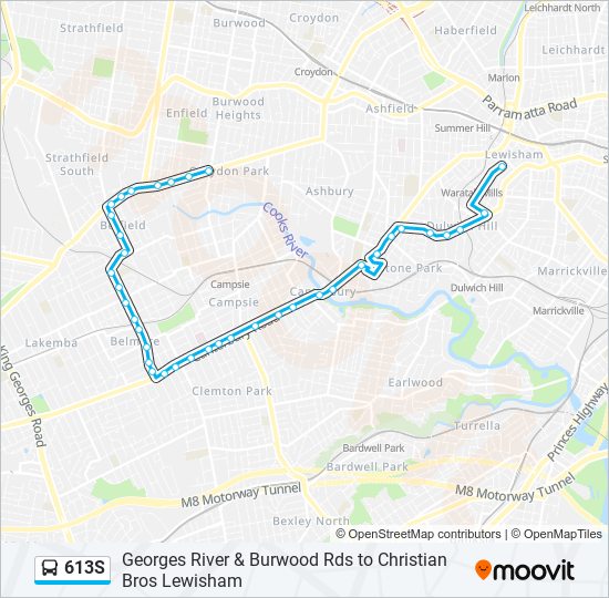 Mapa de 613S de autobús