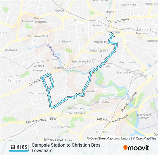 618S Bus Line Map