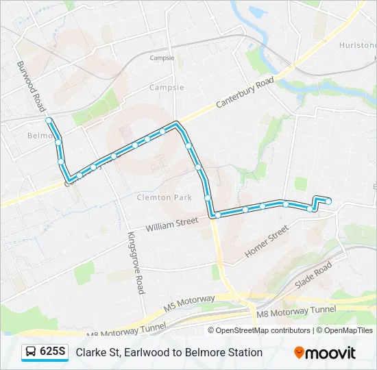 625S Bus Line Map