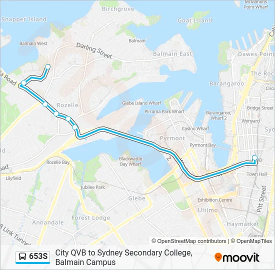 653S Route: Schedules, Stops & Maps - Balmain High (Updated)