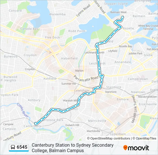 654S Bus Line Map