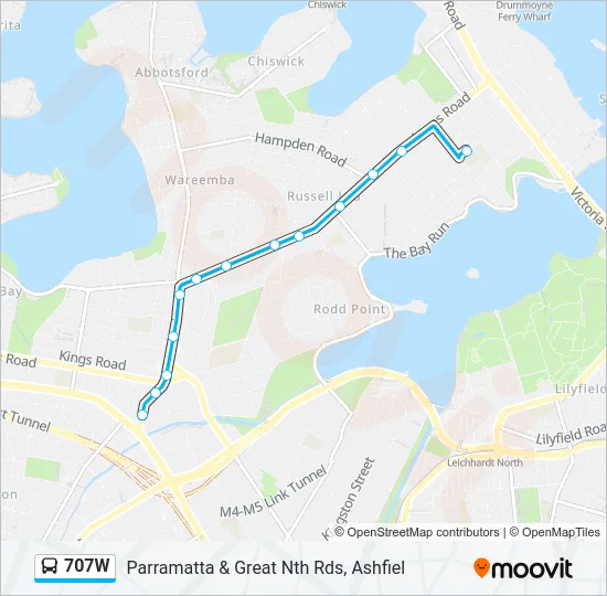 707W Bus Line Map
