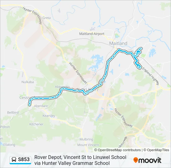 S853 Bus Line Map