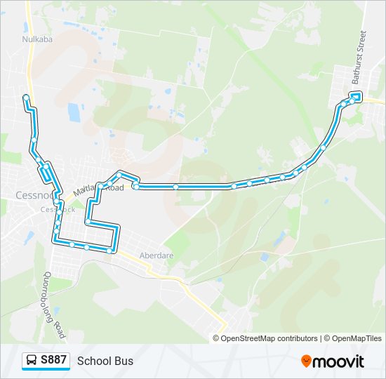 Mapa de S887 de autobús