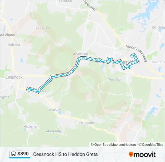 S890 Bus Line Map