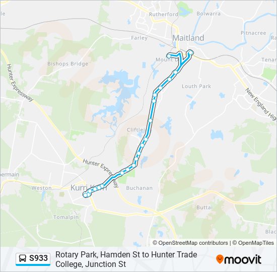 S933 bus Line Map