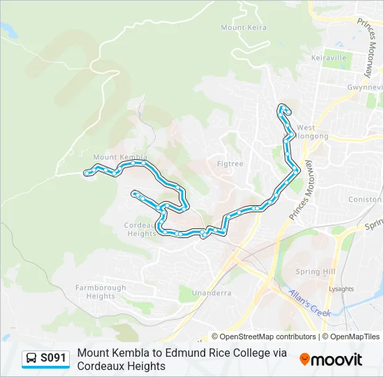 S091 Bus Line Map