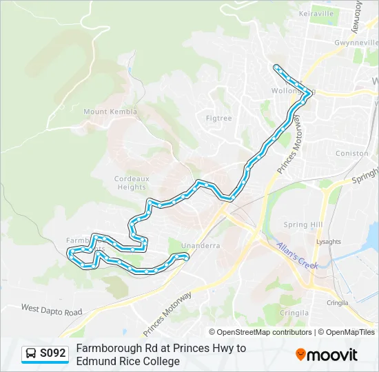 S092 Bus Line Map