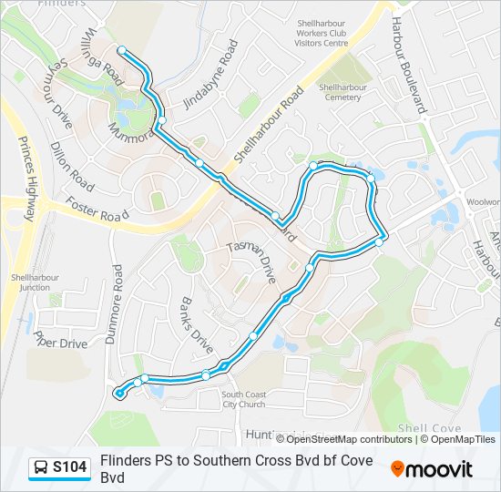 Mapa de S104 de autobús