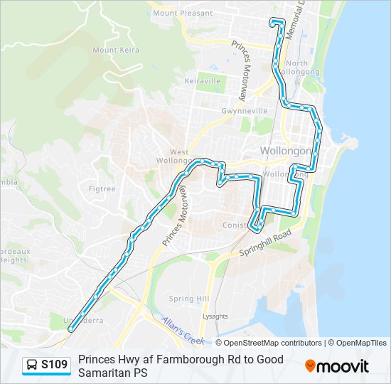 Mapa de S109 de autobús