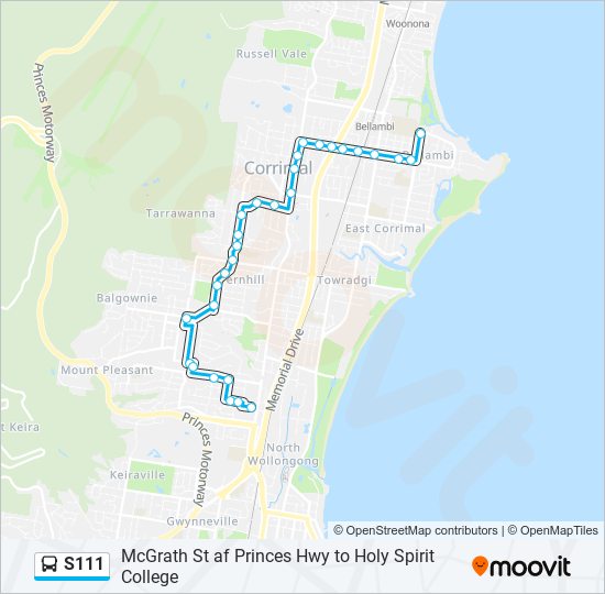 Mapa de S111 de autobús