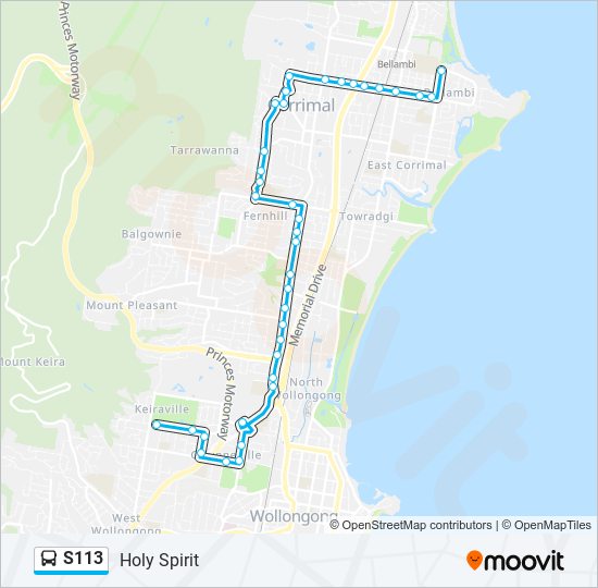 S113 bus Line Map