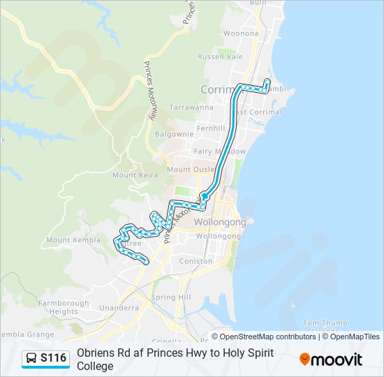 Mapa de S116 de autobús