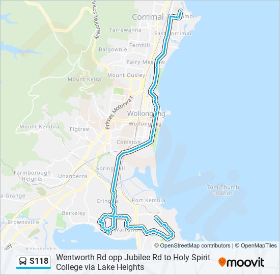 Mapa de S118 de autobús