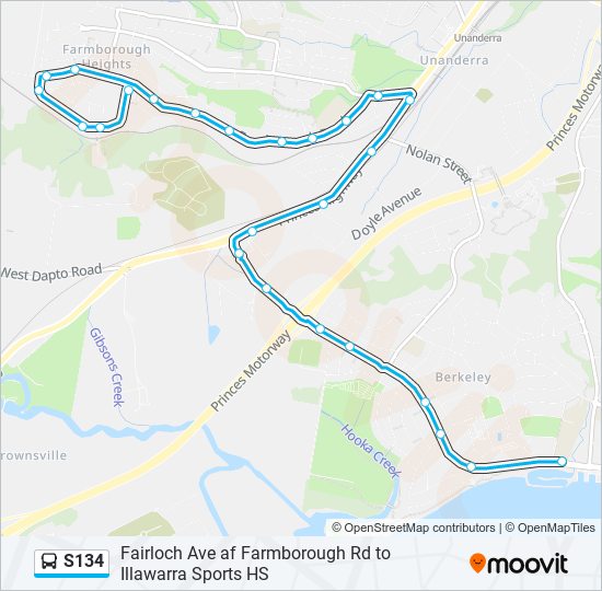 Mapa de S134 de autobús