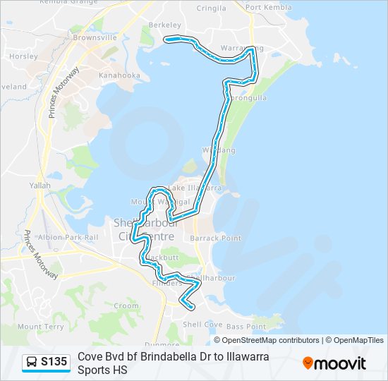 Mapa de S135 de autobús