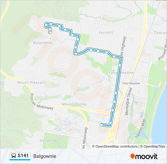 S141 bus Line Map