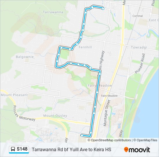 S148 bus Line Map