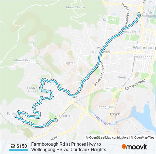 Mapa de S150 de autobús