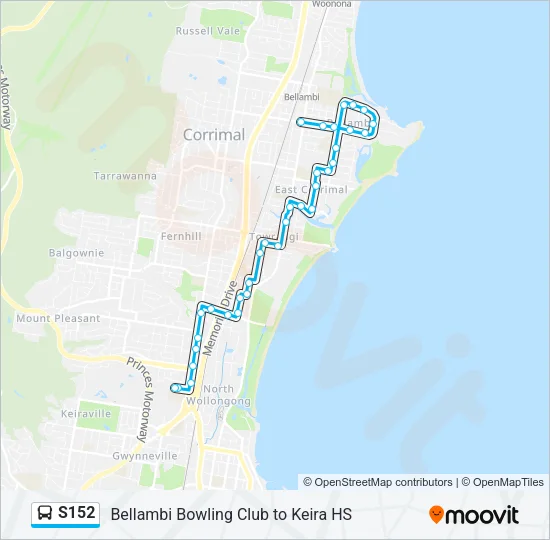 S152 Bus Line Map
