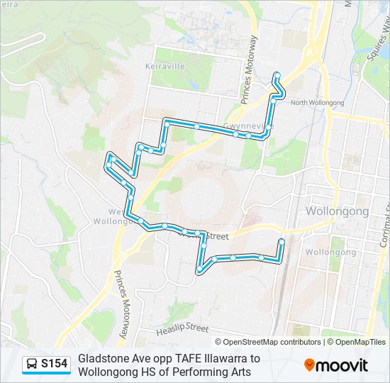 Mapa de S154 de autobús