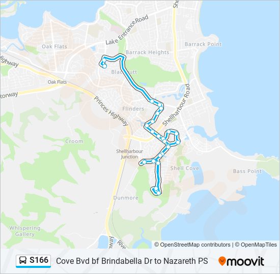 Mapa de S166 de autobús