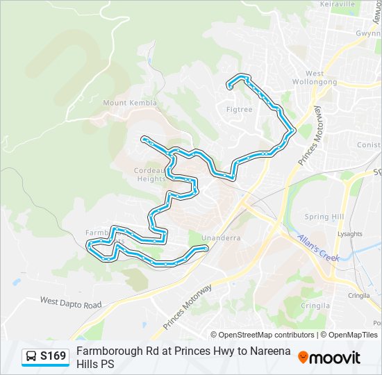 Mapa de S169 de autobús