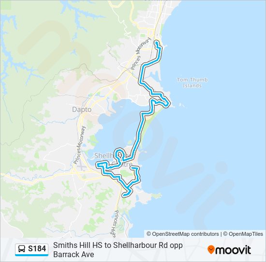 Mapa de S184 de autobús