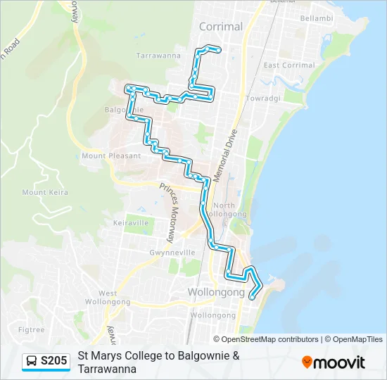 S205 Bus Line Map