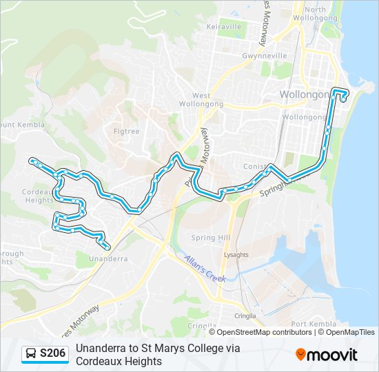 Mapa de S206 de autobús