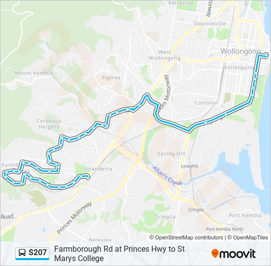 Mapa de S207 de autobús