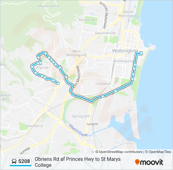 S208 Bus Line Map