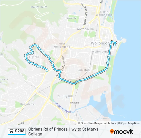 S208 Bus Line Map