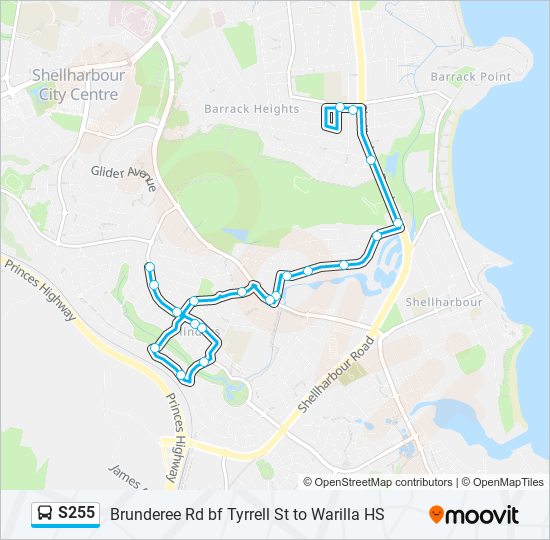 Mapa de S255 de autobús