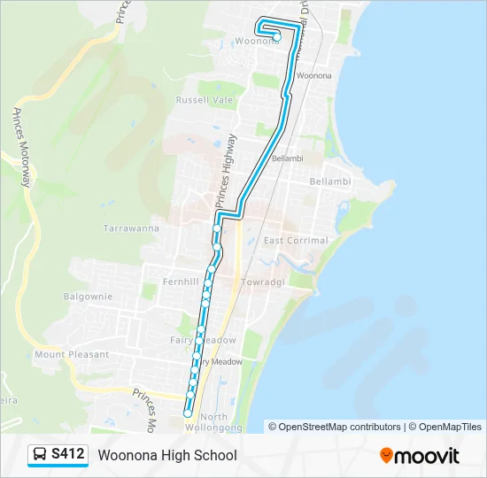 S412 Route: Schedules, Stops & Maps - Woonona High School (Updated)
