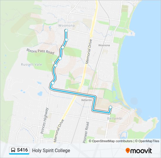 Mapa de S416 de autobús