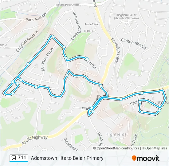 711 Bus Line Map
