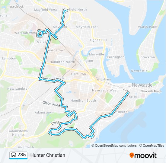 735 bus Line Map