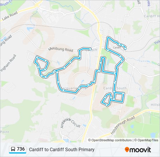 Mapa de 736 de autobús