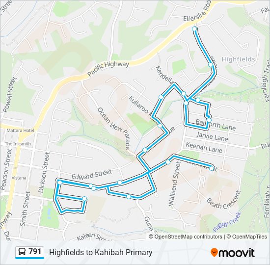 Mapa de 791 de autobús