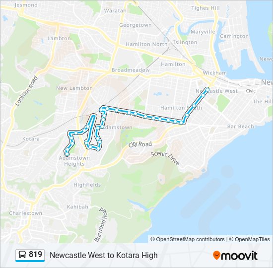 Mapa de 819 de autobús