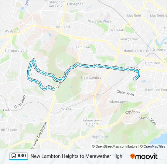 830 Bus Line Map