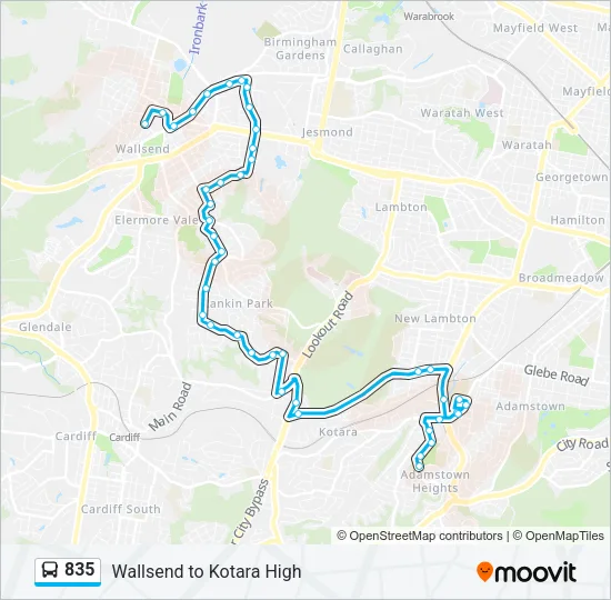835 Bus Line Map