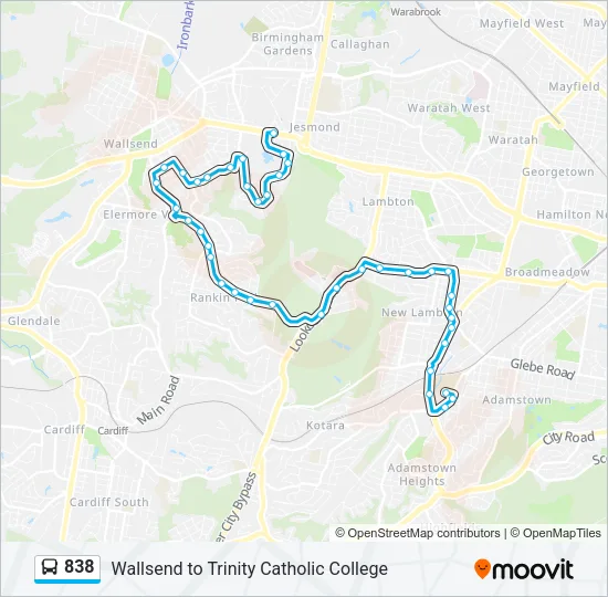 838 Bus Line Map